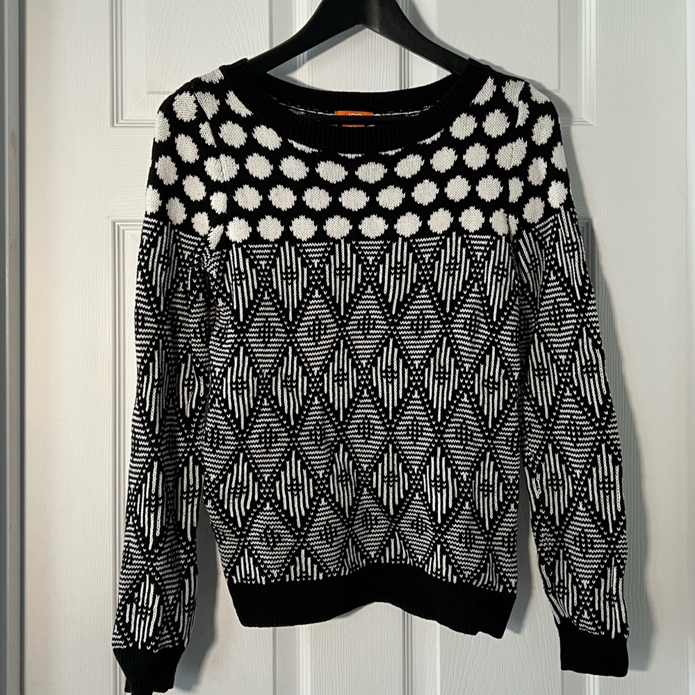 Joe Fresh Cozy Knit Sweater | Black and white dots and prints | Size XS